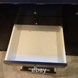 Modern Designer Black Lacquer Sideboard Credenza 58 2 Door 6 Drawer Storage