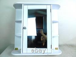 Modern Wall Mount Medicine Cabinet Door Mirror Open Shelves White Deco Style