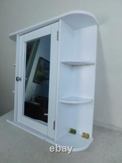 Modern Wall Mount Medicine Cabinet Door Mirror Open Shelves White Deco Style