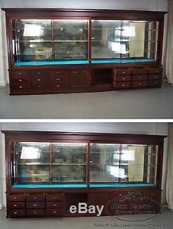 Monumental 15ft Mahogany Apothecary Display Trophy Case Cabinet