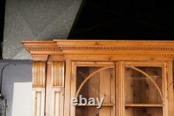 Monumental Antique English Pine Arched Breakfront Cabinet Biblioteque