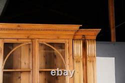 Monumental Antique English Pine Arched Breakfront Cabinet Biblioteque