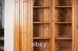 Monumental Antique English Pine Arched Breakfront Cabinet Biblioteque