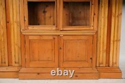 Monumental Antique English Pine Arched Breakfront Cabinet Biblioteque