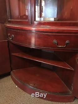 Morganton 1930-1950 Curve Glass Corner Cabinet Cupboard Hutch Cherry Wood