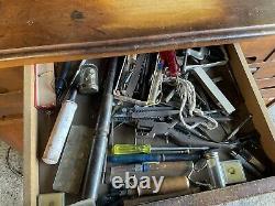 Museum piece watchmakers tool bench antique complete with tools parts cabinet