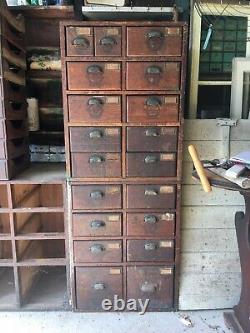 NEW OFFER! BONUS! Antique Oak19 Drawer Cabinet Original, New York Manufacturing