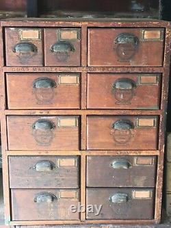 NEW OFFER! BONUS! Antique Oak19 Drawer Cabinet Original, New York Manufacturing