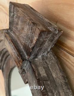 NWoT Architectural Reclaimed Salvaged Wood Oval Mirror With Slight Gray Wash