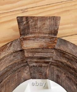 NWoT Architectural Reclaimed Salvaged Wood Oval Mirror With Slight Gray Wash