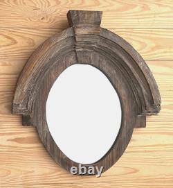 NWoT Architectural Reclaimed Salvaged Wood Oval Mirror With Slight Gray Wash