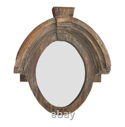 NWoT Architectural Reclaimed Salvaged Wood Oval Mirror With Slight Gray Wash