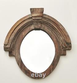 NWoT Architectural Reclaimed Salvaged Wood Oval Mirror With Slight Gray Wash