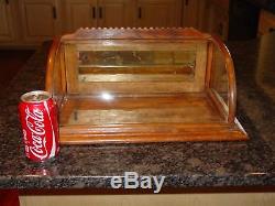 Neat antique oak counter top gum display case-15463