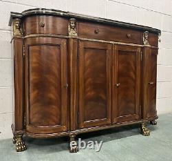 Neoclassic Maitland Smith Mahogany Console Cabinet Egyptian Revival Gilt Accents