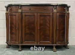 Neoclassic Maitland Smith Mahogany Console Cabinet Egyptian Revival Gilt Accents