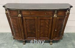 Neoclassic Maitland Smith Mahogany Console Cabinet Egyptian Revival Gilt Accents