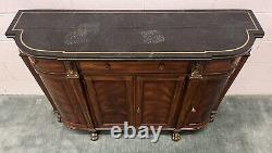 Neoclassic Maitland Smith Mahogany Console Cabinet Egyptian Revival Gilt Accents