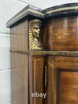 Neoclassic Maitland Smith Mahogany Console Cabinet Egyptian Revival Gilt Accents