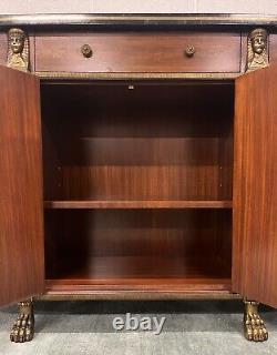 Neoclassic Maitland Smith Mahogany Console Cabinet Egyptian Revival Gilt Accents