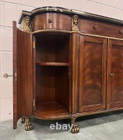 Neoclassic Maitland Smith Mahogany Console Cabinet Egyptian Revival Gilt Accents