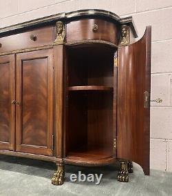 Neoclassic Maitland Smith Mahogany Console Cabinet Egyptian Revival Gilt Accents