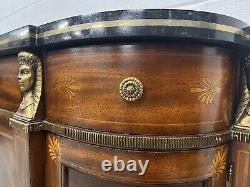 Neoclassic Maitland Smith Mahogany Console Cabinet Egyptian Revival Gilt Accents