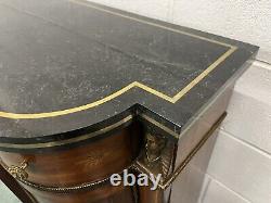 Neoclassic Maitland Smith Mahogany Console Cabinet Egyptian Revival Gilt Accents