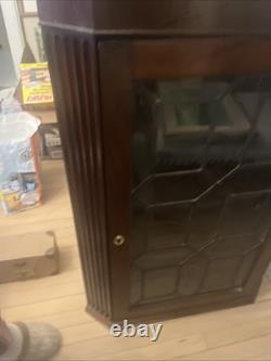 Neoclassical Hanging Corner CABINET, Cupboard, Mahogany, Thirteen Light, 43t