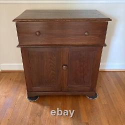 New England Primitive Pine Wood Lift Top Dry Sink Washstand Commode Cabinet