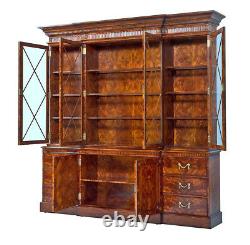 New Flame Mahogany Princess Diana Chippendale Breakfront Bookcase China Cabinet