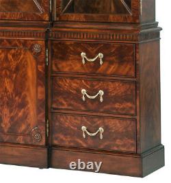 New Flame Mahogany Princess Diana Chippendale Breakfront Bookcase China Cabinet