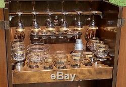 Nice Antique Art Deco 1930's RMC Bar Cabinet with Original Drinkware Glass