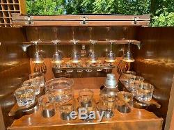 Nice Antique Art Deco 1930's RMC Bar Cabinet with Original Drinkware Glass