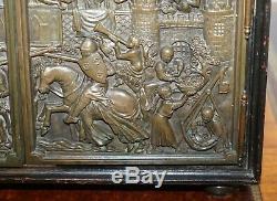 Nice Small Cabinet Or Cupboard With Bronze Doors Depicting A Jousting Tournament