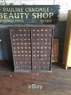 Nut And Bolt Card Catalog Cabinet Primitive Multi Drawer Apothecary Study Poplar