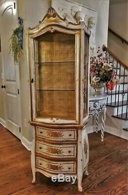 OLD VTG 1940s LOUIS XV STYLE ITALIAN FLORENTINE GILTWOOD VITRINE DISPLAY CABINET