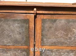 OUTSTANDING Antique 19th C. PIE SAFE Cupboard Punched Tin Panels Doors 2 Drawers