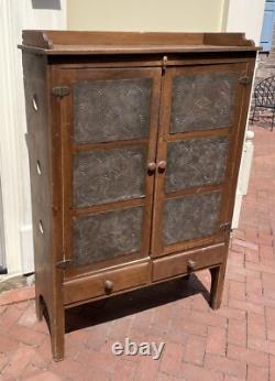 OUTSTANDING Antique 19th C. PIE SAFE Cupboard Punched Tin Panels Doors 2 Drawers