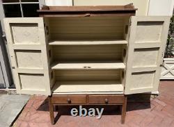 OUTSTANDING Antique 19th C. PIE SAFE Cupboard Punched Tin Panels Doors 2 Drawers