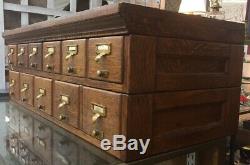 Oak 11 Drawer Library Stacking Card File Cabinet-library Bureau Sole Maker Label