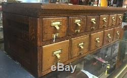 Oak 11 Drawer Library Stacking Card File Cabinet-library Bureau Sole Maker Label