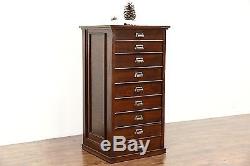 Oak 1900 Antique Map Chest or 9 Drawer Printer File or Collector Cabinet