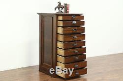 Oak 1900 Antique Map Chest or 9 Drawer Printer File or Collector Cabinet