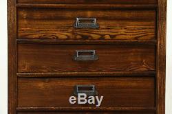 Oak 1900 Antique Map Chest or 9 Drawer Printer File or Collector Cabinet