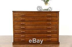 Oak 1910 Antique 7 Drawer Map Chest or Drawing File Cabinet