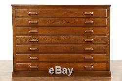 Oak 1910 Antique 7 Drawer Map Chest or Drawing File Cabinet