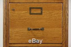 Oak 1920 Antique 4 Drawer File Cabinet, signed Browne Morse