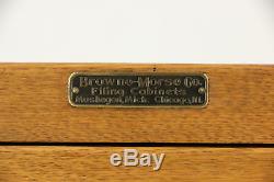 Oak 1920 Antique 4 Drawer File Cabinet, signed Browne Morse