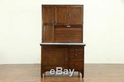 Oak Antique Hoosier Roll Top Cabinet Kitchen Pantry Cupboard Sellers #32282